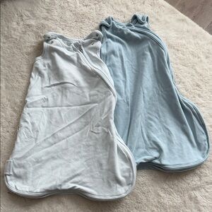 Baby Sleeveless Sleep Sacks - Light Blue & White Cozy Swaddle Covers